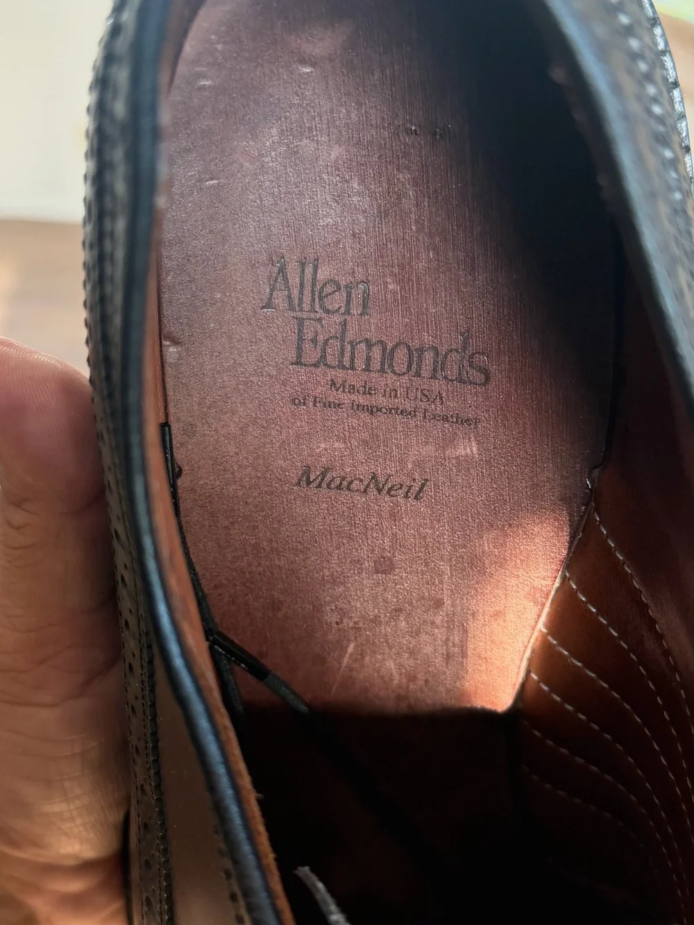 Allen Edmonds Men MacNeil Wing Black-Handcrafted in USA 12 D